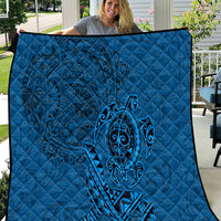 Hawaii Monk Seal and Dolphin Quilt Polynesian Kakau Pattern Blue LT03 Blue - Polynesian Pride