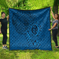 Hawaii Monk Seal and Dolphin Quilt Polynesian Kakau Pattern Blue LT03 - Polynesian Pride