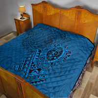 Hawaii Monk Seal and Dolphin Quilt Polynesian Kakau Pattern Blue LT03 - Polynesian Pride