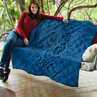Hawaii Monk Seal and Dolphin Quilt Polynesian Kakau Pattern Blue LT03 - Polynesian Pride