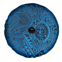 Hawaii Monk Seal and Dolphin Spare Tire Cover Polynesian Kakau Pattern Blue