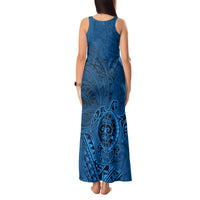 Hawaii Monk Seal and Dolphin Tank Maxi Dress Polynesian Kakau Pattern Blue LT03 - Polynesian Pride