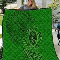 Hawaii Monk Seal and Dolphin Quilt Polynesian Kakau Pattern Green LT03 Green - Polynesian Pride