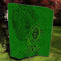 Hawaii Monk Seal and Dolphin Quilt Polynesian Kakau Pattern Green LT03 - Polynesian Pride