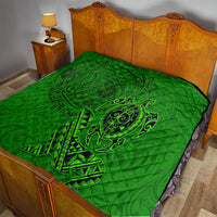 Hawaii Monk Seal and Dolphin Quilt Polynesian Kakau Pattern Green LT03 - Polynesian Pride