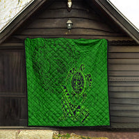 Hawaii Monk Seal and Dolphin Quilt Polynesian Kakau Pattern Green LT03 - Polynesian Pride