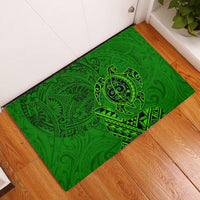 Hawaii Monk Seal and Dolphin Rubber Doormat Polynesian Kakau Pattern Green