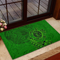 Hawaii Monk Seal and Dolphin Rubber Doormat Polynesian Kakau Pattern Green