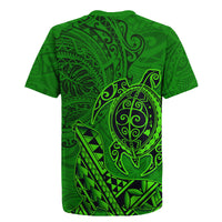 Hawaii Monk Seal and Dolphin Rugby Jersey Polynesian Kakau Pattern Green