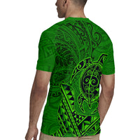 Hawaii Monk Seal and Dolphin Rugby Jersey Polynesian Kakau Pattern Green