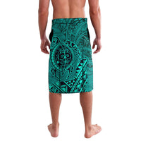 Hawaii Monk Seal and Dolphin Lavalava Polynesian Kakau Pattern Turquoise