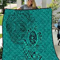 Hawaii Monk Seal and Dolphin Quilt Polynesian Kakau Pattern Turquoise LT03 Turquoise - Polynesian Pride