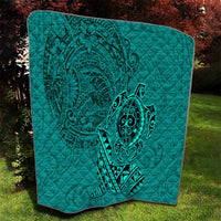 Hawaii Monk Seal and Dolphin Quilt Polynesian Kakau Pattern Turquoise LT03 - Polynesian Pride