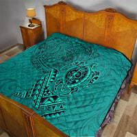 Hawaii Monk Seal and Dolphin Quilt Polynesian Kakau Pattern Turquoise LT03 - Polynesian Pride