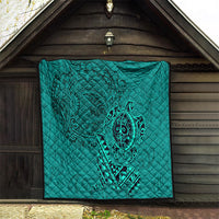 Hawaii Monk Seal and Dolphin Quilt Polynesian Kakau Pattern Turquoise LT03 - Polynesian Pride