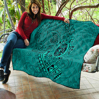 Hawaii Monk Seal and Dolphin Quilt Polynesian Kakau Pattern Turquoise LT03 - Polynesian Pride