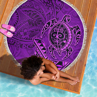 Hawaii Monk Seal and Dolphin Beach Blanket Polynesian Kakau Pattern Purple