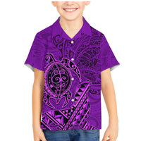 Hawaii Monk Seal and Dolphin Family Matching Mermaid Dress and Hawaiian Shirt Polynesian Kakau Pattern Purple