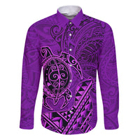 Hawaii Monk Seal and Dolphin Family Matching Puletasi and Hawaiian Shirt Polynesian Kakau Pattern Purple