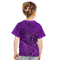 Hawaii Monk Seal and Dolphin Kid T Shirt Polynesian Kakau Pattern Purple LT03 - Polynesian Pride