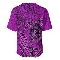 Hawaii Monk Seal and Dolphin Baseball Jersey Polynesian Kakau Pattern Pink
