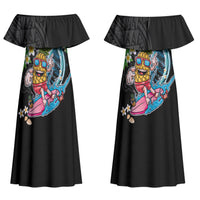 Hawaii Pineapple Surfing Couples Matching Off Shoulder Maxi Dress and Long Sleeve Button Shirt It's in My DNA - Kakau and Polynesian Pattern LT03 - Polynesian Pride