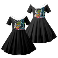 Hawaii Pineapple Surfing Family Matching Puletasi and Hawaiian Shirt It's in My DNA - Kakau and Polynesian Pattern LT03 Daughter's Dress Black - Polynesian Pride