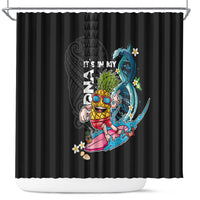 Hawaii Pineapple Surfing Shower Curtain It's in My DNA - Kakau and Polynesian Pattern LT03 Black - Polynesian Pride