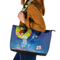 Palau Leather Tote Bag Jellyfish with Coral Reefs Ocean Vibe and Tapa Pattern LT03 Blue - Polynesian Pride