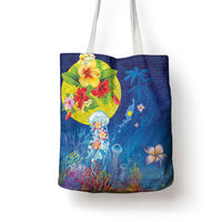 Palau Tote Bag Jellyfish with Coral Reefs Ocean Vibe and Tapa Pattern LT03 - Polynesian Pride