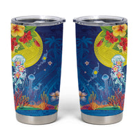 Palau Tumbler Cup Jellyfish with Coral Reefs Ocean Vibe and Tapa Pattern LT03 Blue - Polynesian Pride