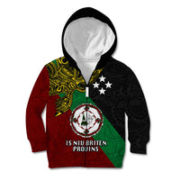 Papua New Guinea East New Britain Province Kid Hoodie PNG Birds Of Paradise Polynesian Arty Style LT03 Zip Hoodie Green - Polynesian Pride