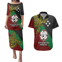 Custom Papua New Guinea East New Britain Province Couples Matching Puletasi Dress and Hawaiian Shirt PNG Birds Of Paradise Polynesian Arty Style LT03 Green - Polynesian Pride