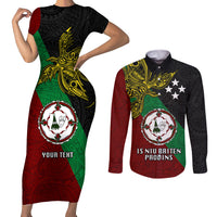 Custom Papua New Guinea East New Britain Province Couples Matching Short Sleeve Bodycon Dress and Long Sleeve Button Shirts PNG Birds Of Paradise Polynesian Arty Style LT03 Green - Polynesian Pride