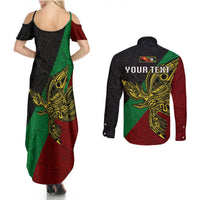 Custom Papua New Guinea East New Britain Province Couples Matching Summer Maxi Dress and Long Sleeve Button Shirts PNG Birds Of Paradise Polynesian Arty Style LT03 - Polynesian Pride