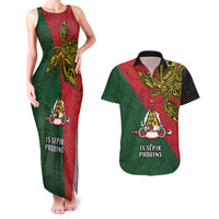 Papua New Guinea East Sepik Province Couples Matching Tank Maxi Dress and Hawaiian Shirt PNG Birds Of Paradise Polynesian Arty Style LT03 Green - Polynesian Pride