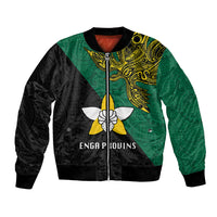 Papua New Guinea Enga Province Bomber Jacket PNG Birds Of Paradise Polynesian Arty Style LT03 Unisex Green - Polynesian Pride