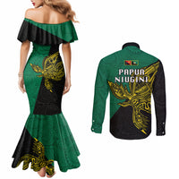 Papua New Guinea Enga Province Couples Matching Mermaid Dress and Long Sleeve Button Shirts PNG Birds Of Paradise Polynesian Arty Style LT03 - Polynesian Pride