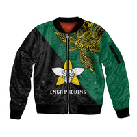 Papua New Guinea Enga Province Sleeve Zip Bomber Jacket PNG Birds Of Paradise Polynesian Arty Style LT03 Unisex Green - Polynesian Pride