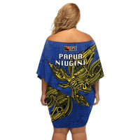 Papua New Guinea Gulf Province Off Shoulder Short Dress PNG Birds Of Paradise Polynesian Arty Style LT03 - Polynesian Pride