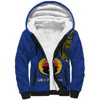 Custom Papua New Guinea Gulf Province Sherpa Hoodie PNG Birds Of Paradise Polynesian Arty Style LT03 Unisex Blue - Polynesian Pride
