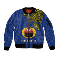 Custom Papua New Guinea Gulf Province Sleeve Zip Bomber Jacket PNG Birds Of Paradise Polynesian Arty Style LT03 Unisex Blue - Polynesian Pride