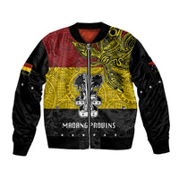 Custom Papua New Guinea Madang Province Sleeve Zip Bomber Jacket PNG Birds Of Paradise Polynesian Arty Style LT03 Unisex Yellow - Polynesian Pride