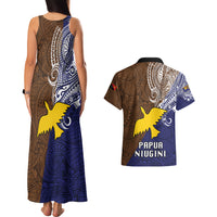 Papua New Guinea Manus Province Couples Matching Tank Maxi Dress and Hawaiian Shirt PNG Birds Of Paradise Polynesian Arty Style LT03 - Polynesian Pride