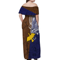 Papua New Guinea Manus Province Off Shoulder Maxi Dress PNG Birds Of Paradise Polynesian Arty Style LT03 - Polynesian Pride
