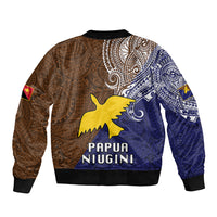Papua New Guinea Manus Province Sleeve Zip Bomber Jacket PNG Birds Of Paradise Polynesian Arty Style LT03 - Polynesian Pride