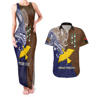 Custom Papua New Guinea Manus Province Couples Matching Tank Maxi Dress and Hawaiian Shirt PNG Birds Of Paradise Polynesian Arty Style LT03 Brown - Polynesian Pride