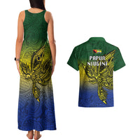 Papua New Guinea Morobe Province Couples Matching Tank Maxi Dress and Hawaiian Shirt PNG Birds Of Paradise Polynesian Arty Style LT03 - Polynesian Pride