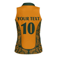 Custom Australia Rugby Championship 2024 Women Sleeveless Polo Shirt Aboriginal Art Tattoo Pattern LT03 - Polynesian Pride