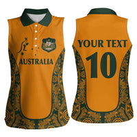 Custom Australia Rugby Championship 2024 Women Sleeveless Polo Shirt Aboriginal Art Tattoo Pattern LT03 - Polynesian Pride